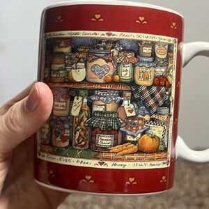 Vintage 1997 Lang & Wise “Virginia’s Preserves” Kitchen Shelf Red Collector Mug